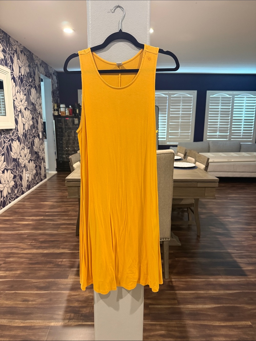 Old Navy Mustard Yellow Sleeveless Midi Tank Dress